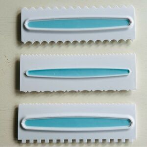White and Blue Cake Scraper Trio